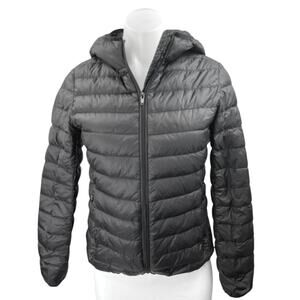 Vutolee Women's Black Zip Up Hoodie Hooded Duck Down Puffer Coat Jacket Size S